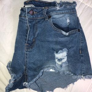 High waisted ripped shorts